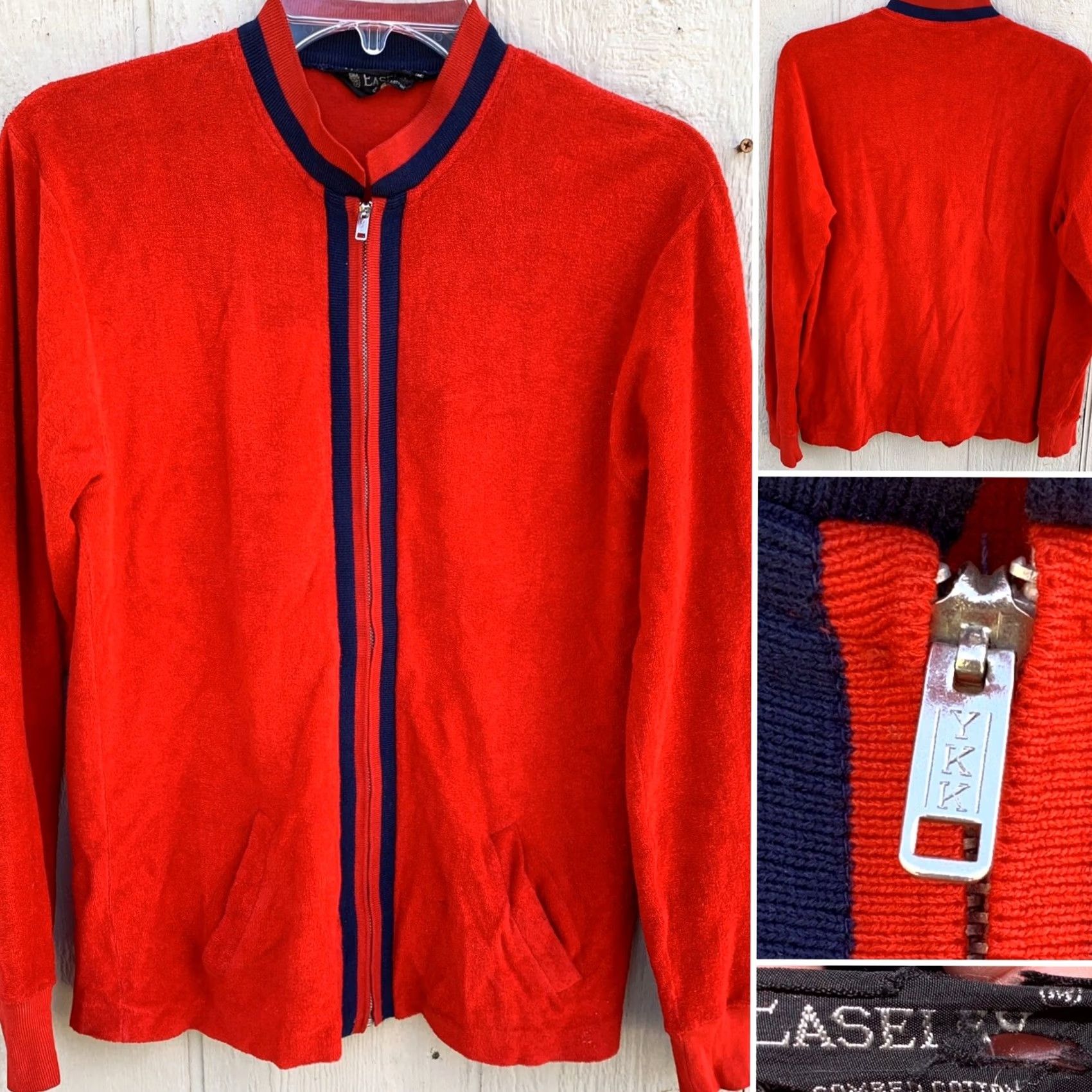 Vintage VINTAGE Easley Track Jacket Combed Cotton Red W/ Blue Metal Zip M Mens Regular Long Sleeve Full-Zip Athletic Lightweight Pockets Zipper Size US M / EU 48-50 / 2 - 2 Thumbnail