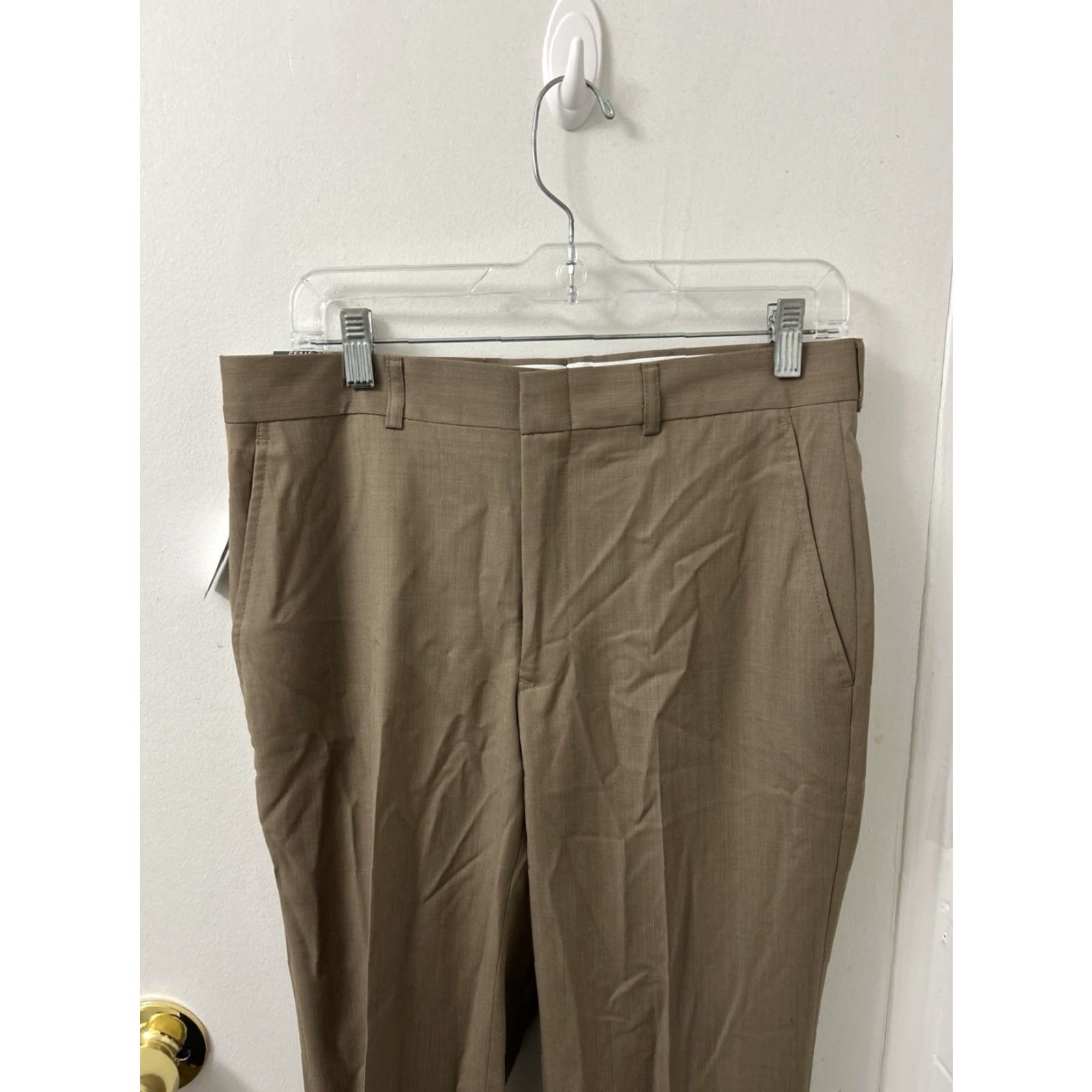 Vintage JOS A BANK Traveler Collection Pants Mens 31x32 Tan 100% Wool NWT Tailored Fit Dress Pants Workwear Wool Size US 31 - 7 Thumbnail