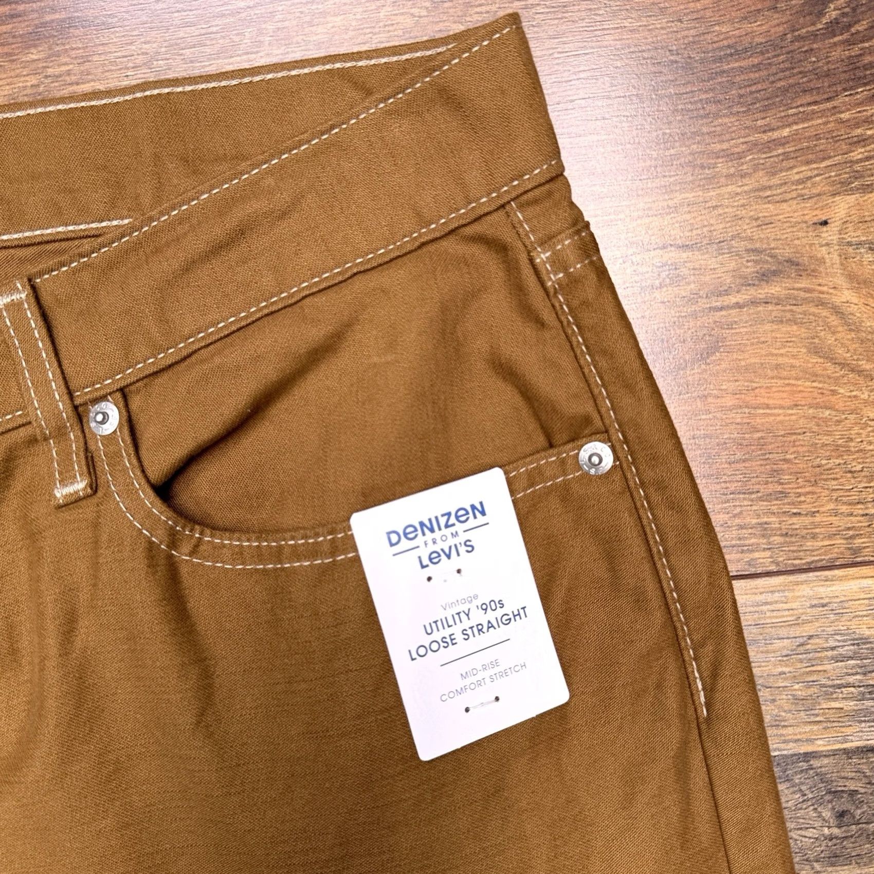 Denizen VINTAGE Denizen Jeans Women 14 W32 Tan Mid Rise Loose Straight 90s | Denim Brown 5-Pocket Logo Zip Mens? Size 36" / US 14 / IT 50 - 4 Thumbnail