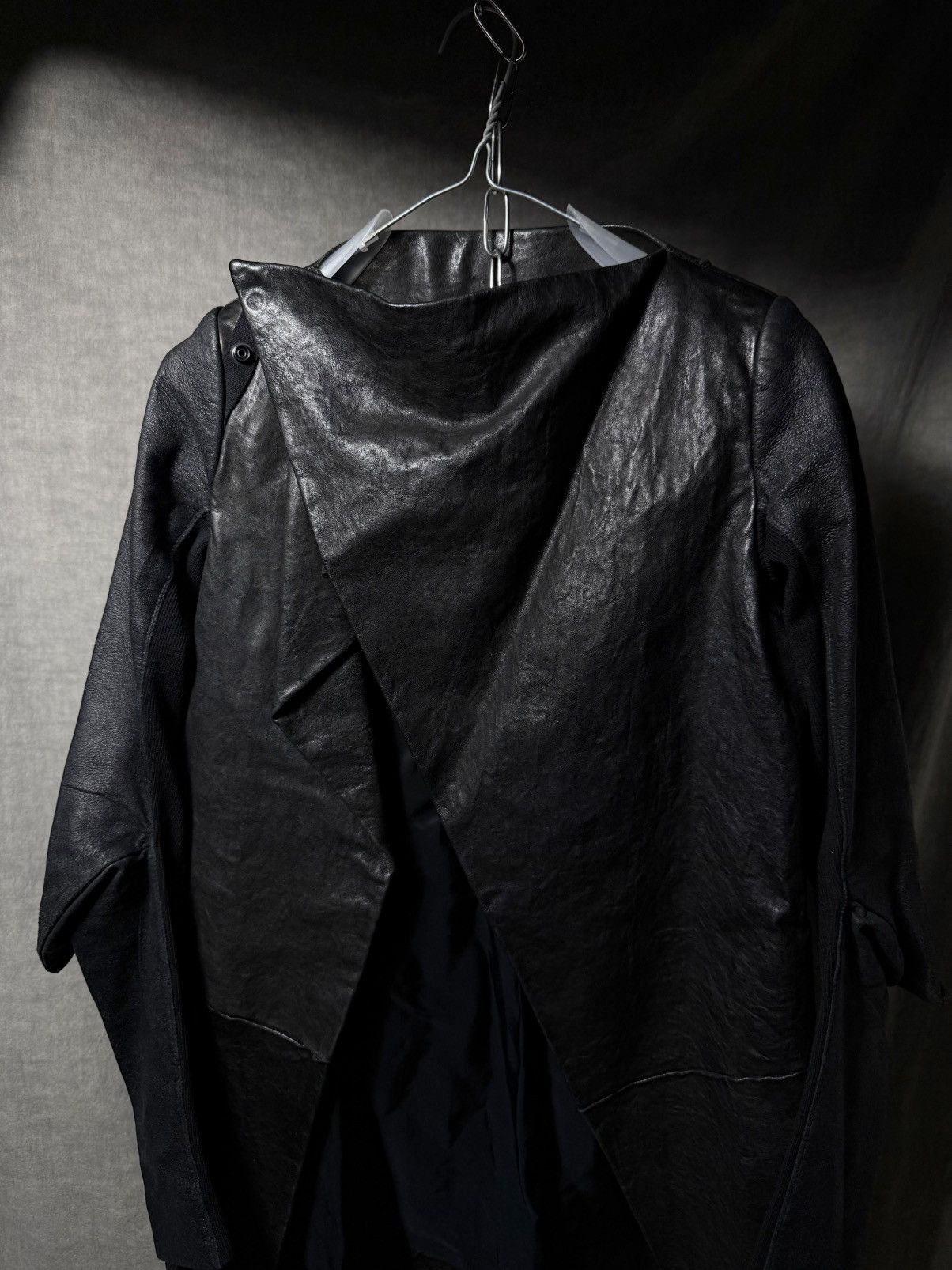 Rick Owens Rick Owens 2009 FW "CRUST" Draped Leather Coat Size S / US 4 / IT 40 - 4 Thumbnail