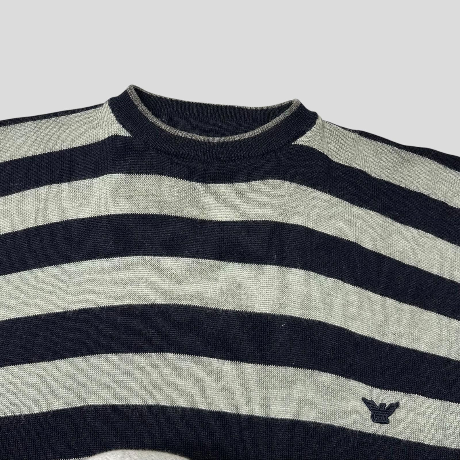 Armani Emporio Armani 80’s Striped Wool Pop Collar Knit Jumper - L Size US L / EU 52-54 / 3 - 3 Thumbnail