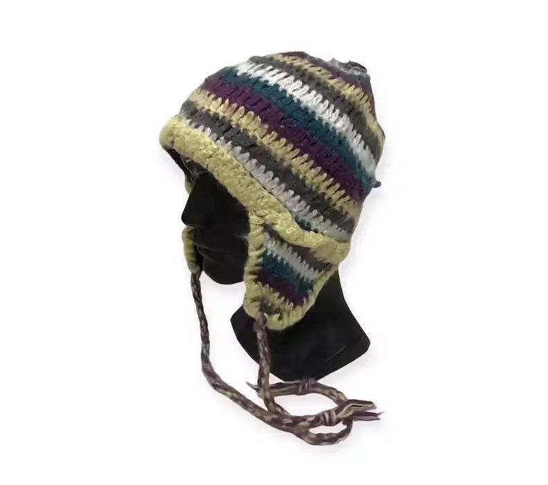 image of Burton Stripe Design Earflap Knit Beanie Hat, Men's