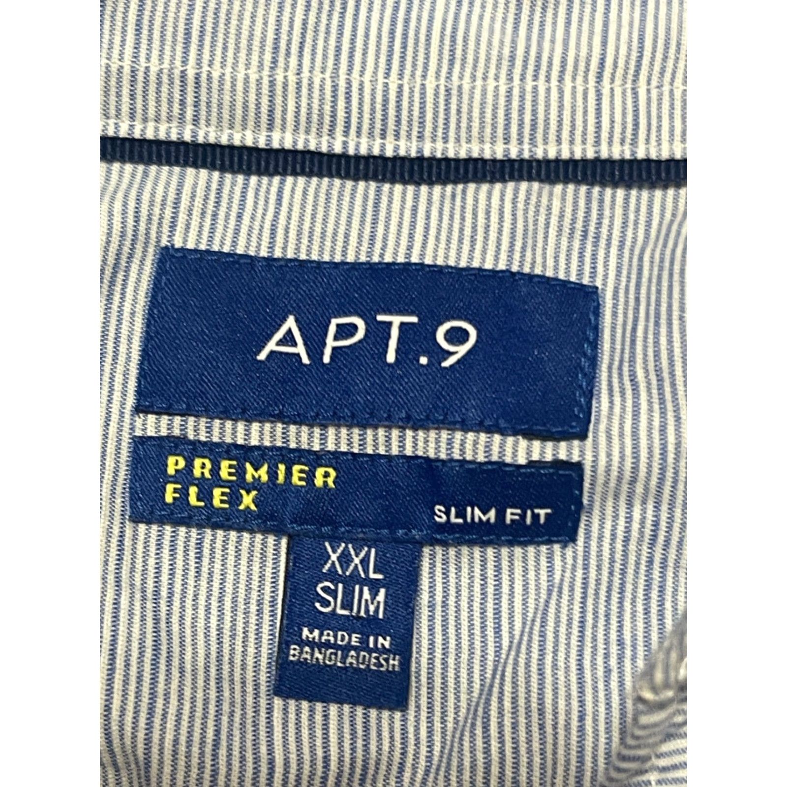 Apt. 9 Apt. 9 Shirt Men's XXL Blue Short Sleeve Button Up Slim Fit Premier Flex Size US XXL / EU 58 / 5 - 5 Thumbnail