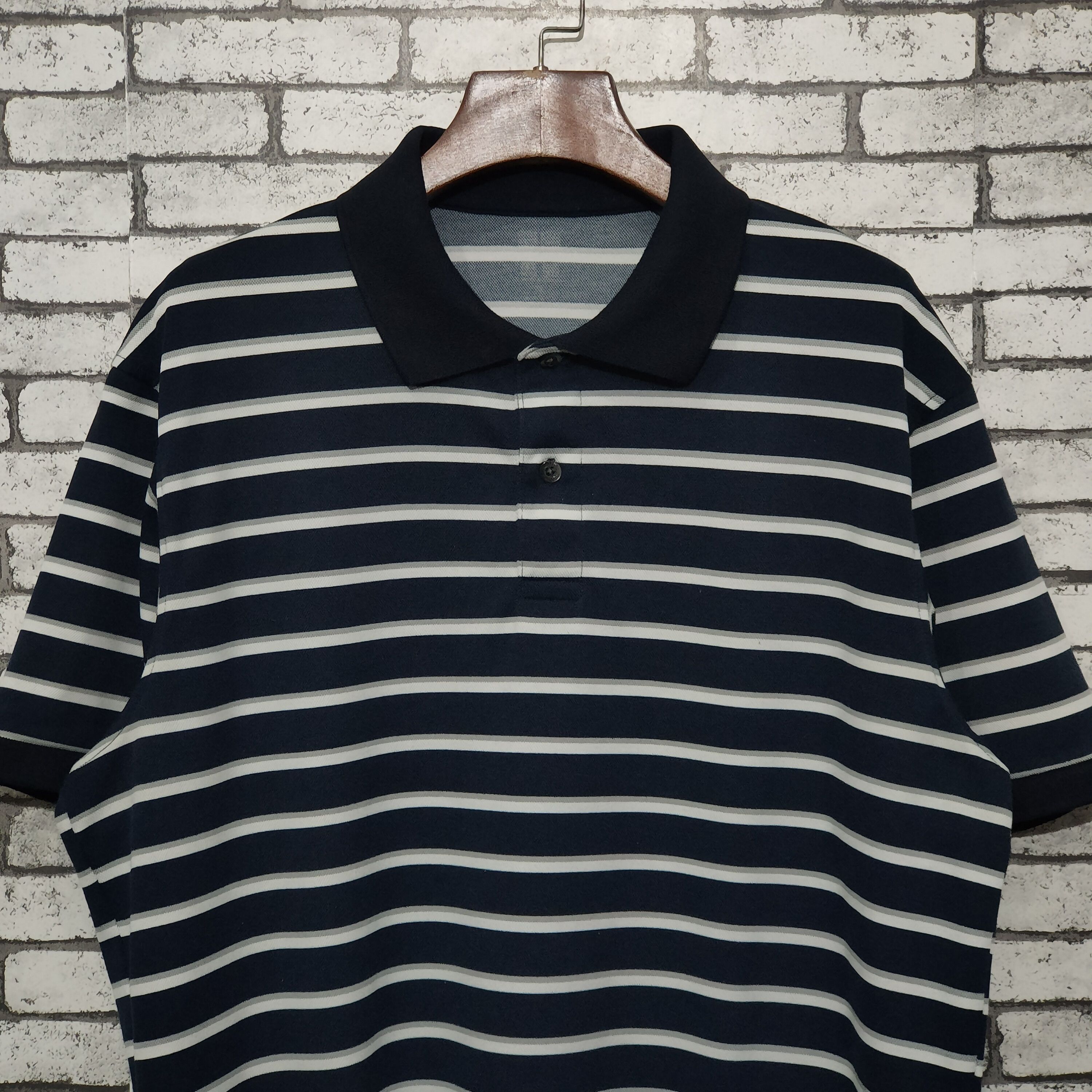 Japanese Brand × Uniqlo 🔥Uniqlo Stripes XL short Sleeve Polo Shirt Size US XL / EU 56 / 4 - 2 Thumbnail