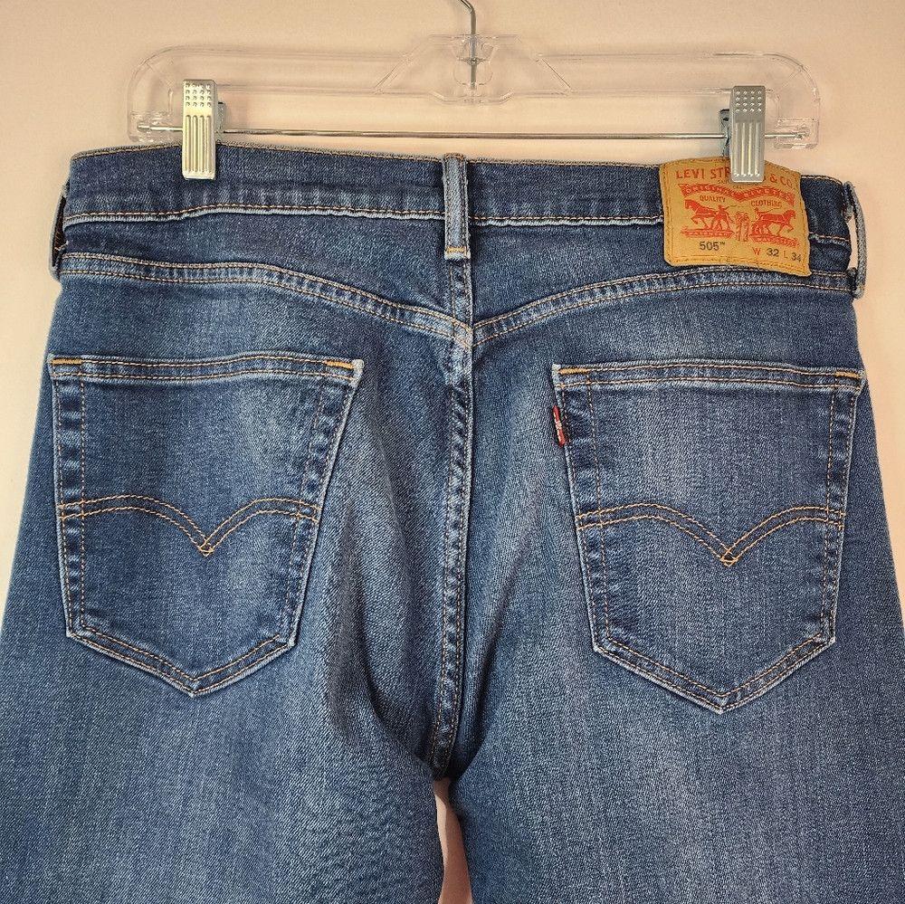 Jean × Levi's Levi's 505 Dark Denim Blue Jeans Classic Straight Leg High Size US 32 / EU 48 - 9 Thumbnail