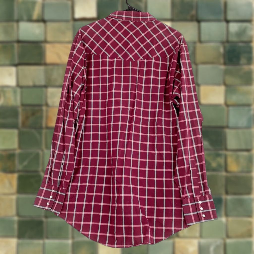 Vintage Vintage Ely Cattleman Tall Man Plaid Red White Rodeo Western Pearl Snap Shirt LT Long Sleeve Cotton 1980s Grunge Size US L / EU 52-54 / 3 - 1 Thumbnail