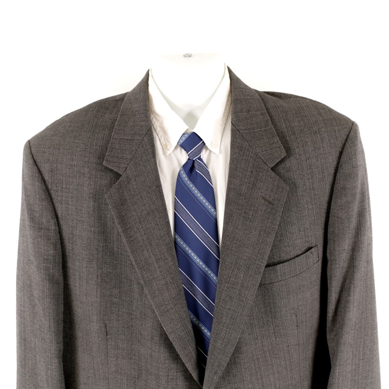 Pierre Cardin Pierre Cardin Textured Tweed Wool Gray Check 2 Button Blazer Size 44L - 1 Thumbnail