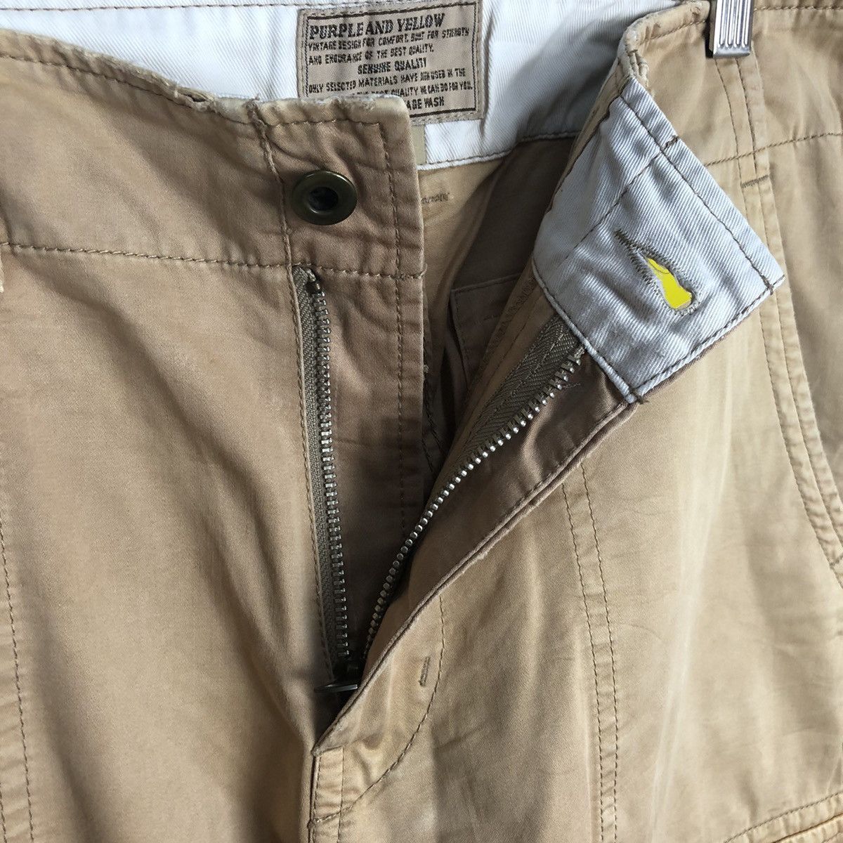 Japanese Brand DL Purple & Yellow Brown Cargo Multipocket Pants #A333 Size US 31 - 15 Thumbnail