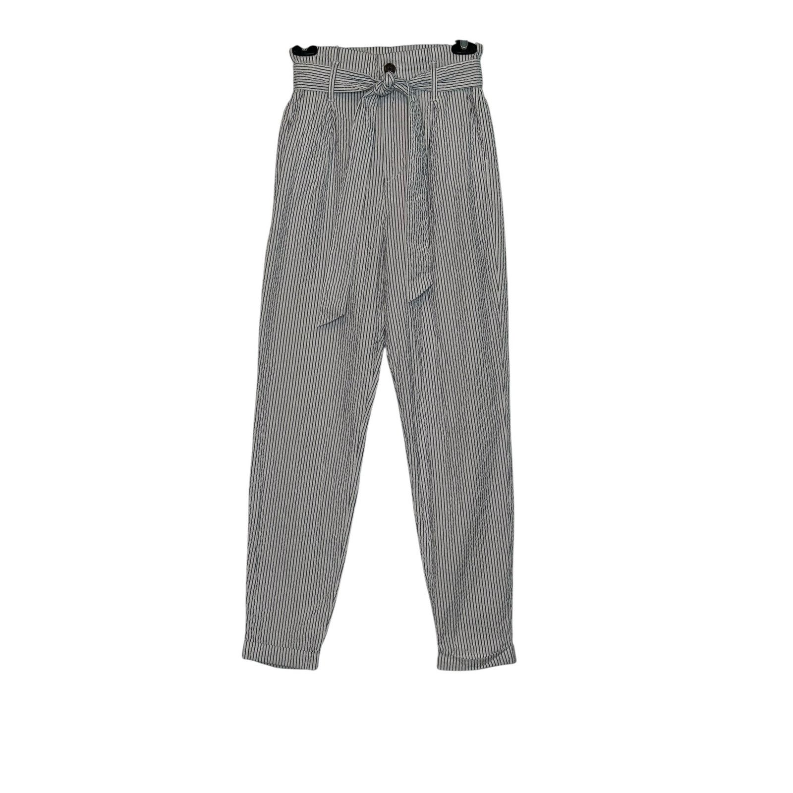 H&M H&M white blue pinstripes pleated high waist pants size 4 Size 27" / US 4 / IT 40 - 1 Thumbnail