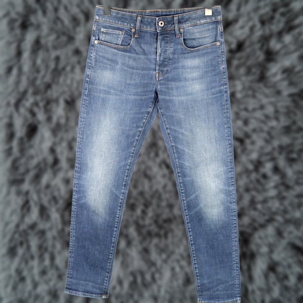 Vintage G-Star Raw 3301 Slim Jeans Men's W28/L32 Stretchy Faded Whiskers Button Fly Blue Denim Casual Mens Size US 28 / EU 44 - 1 Thumbnail