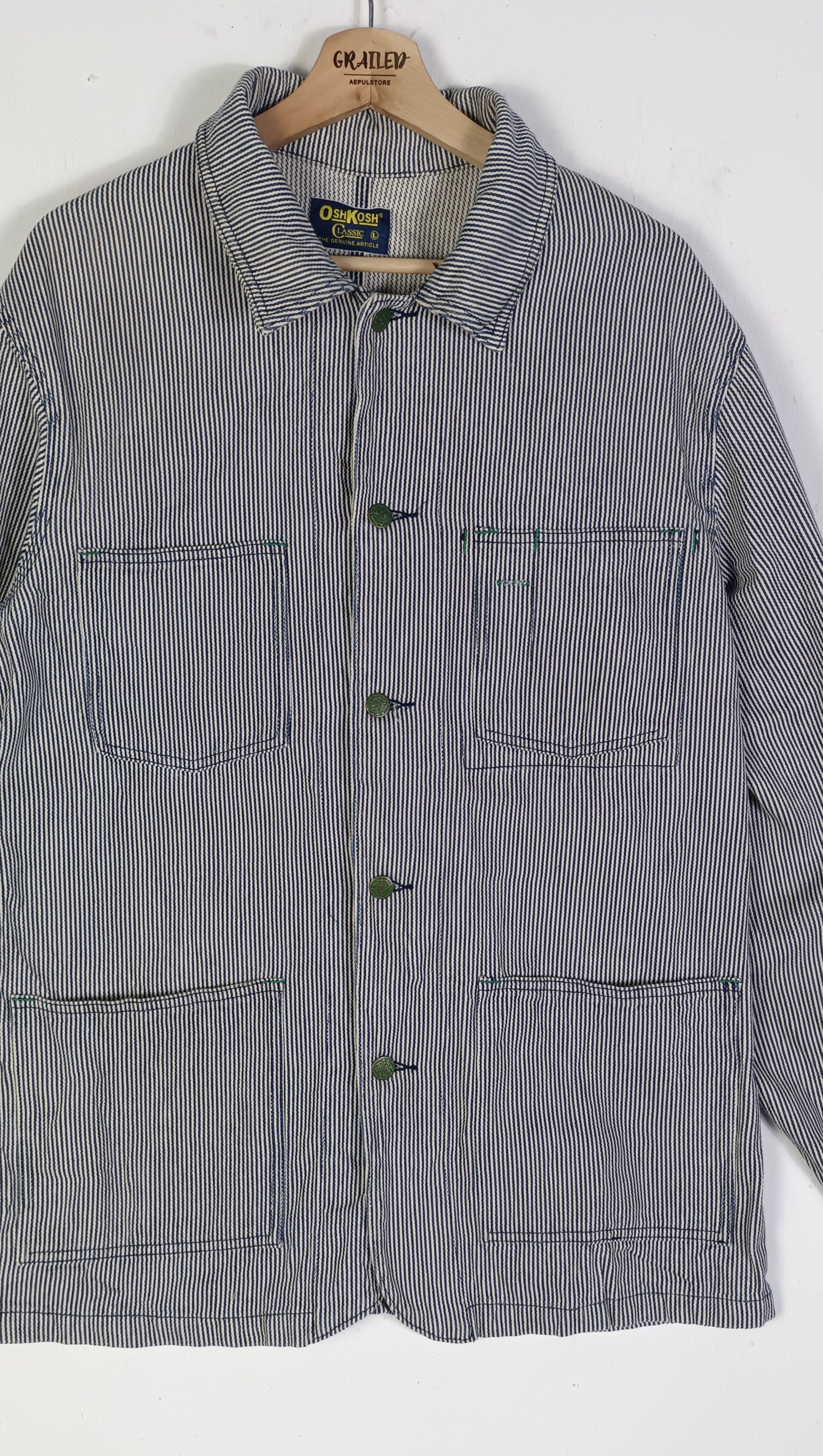 Oshkosh 💥Rare💥Oshkosh Classic Vintage Hickory Workers Chore Jacket Size US L / EU 52-54 / 3 - 5 Thumbnail