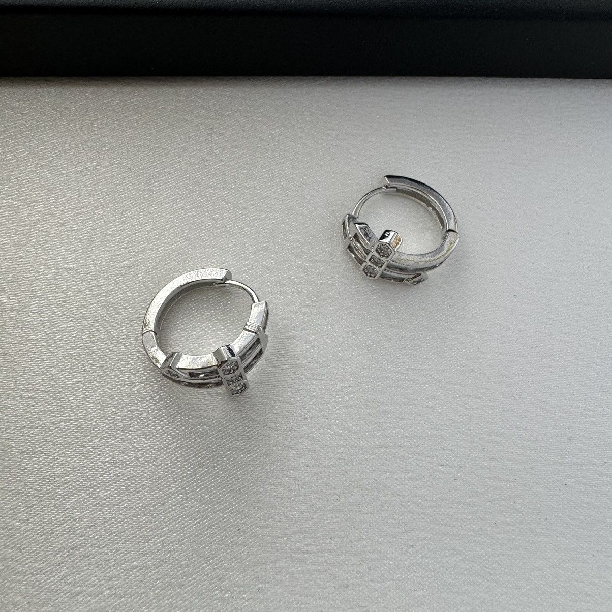 Other CZ Cross Hoop Earrings for Men Women,Hip Hop Unisex Style Size ONE SIZE - 2 Thumbnail