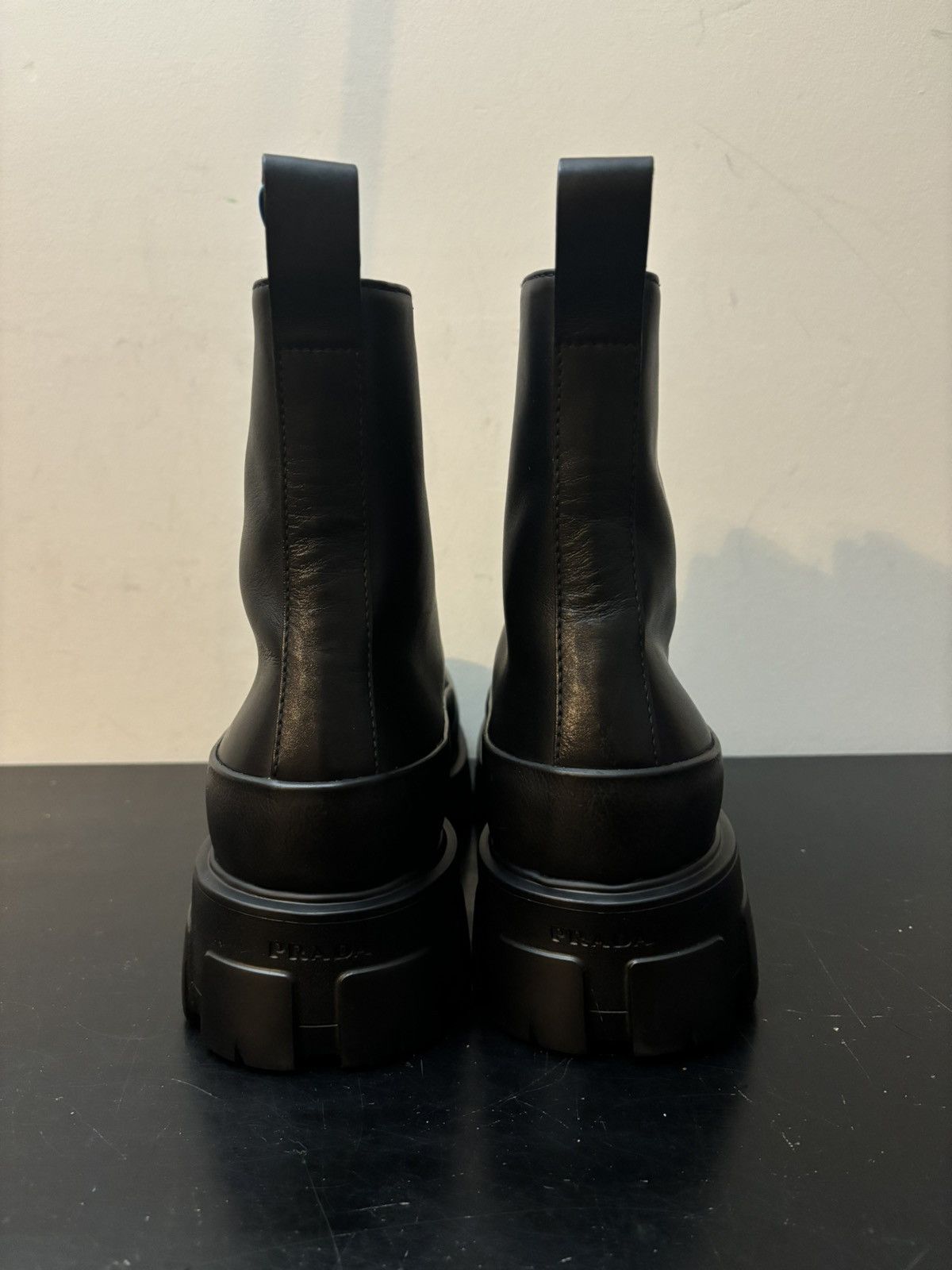 Prada Prada Monolith Square Toe Leather Ankle Boots Black Size US 10.5 / EU 43-44 - 5 Thumbnail