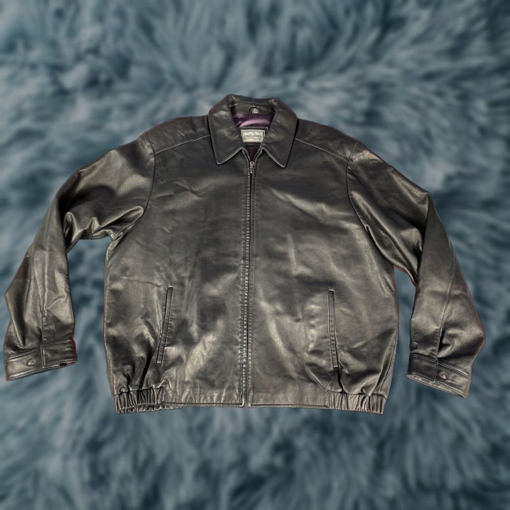 Vintage Reilly Olmes Collection Mens Black Leather Bomber Jacket XL Bomber Size US XL / EU 56 / 4 - 1 Thumbnail