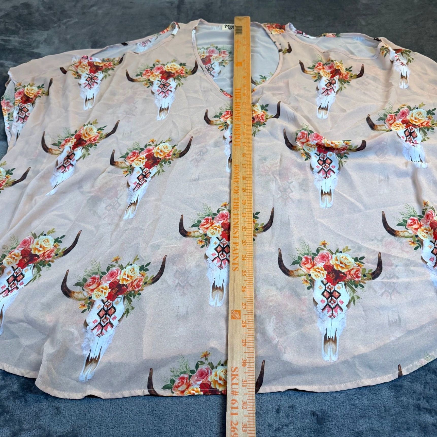 Show Me Your MuMu Show Me Your MuMu Blouse Shirt Women M Blush Floral Steer Skull Cold Shoulder Kaftan Top Size M / US 6-8 / IT 42-44 - 6 Thumbnail
