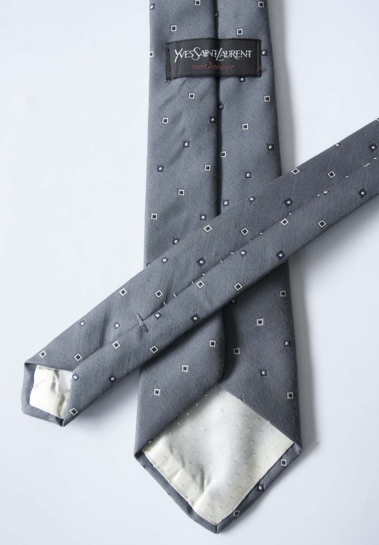 Vintage × Yves Saint Laurent Yves Saint Laurent Tie Polyester /Silk Vintage Gray Size ONE SIZE - 2 Thumbnail
