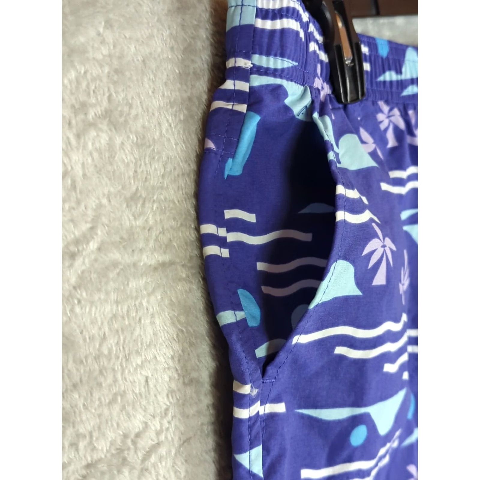 Vintage Columbia Shorts Sandy River II Printed Purple 3" Inseam Women's Medium Elastic Waist Slab Pocket Swin Outdoor Casual Travel Size 32" / US 10 / IT 46 - 3 Thumbnail