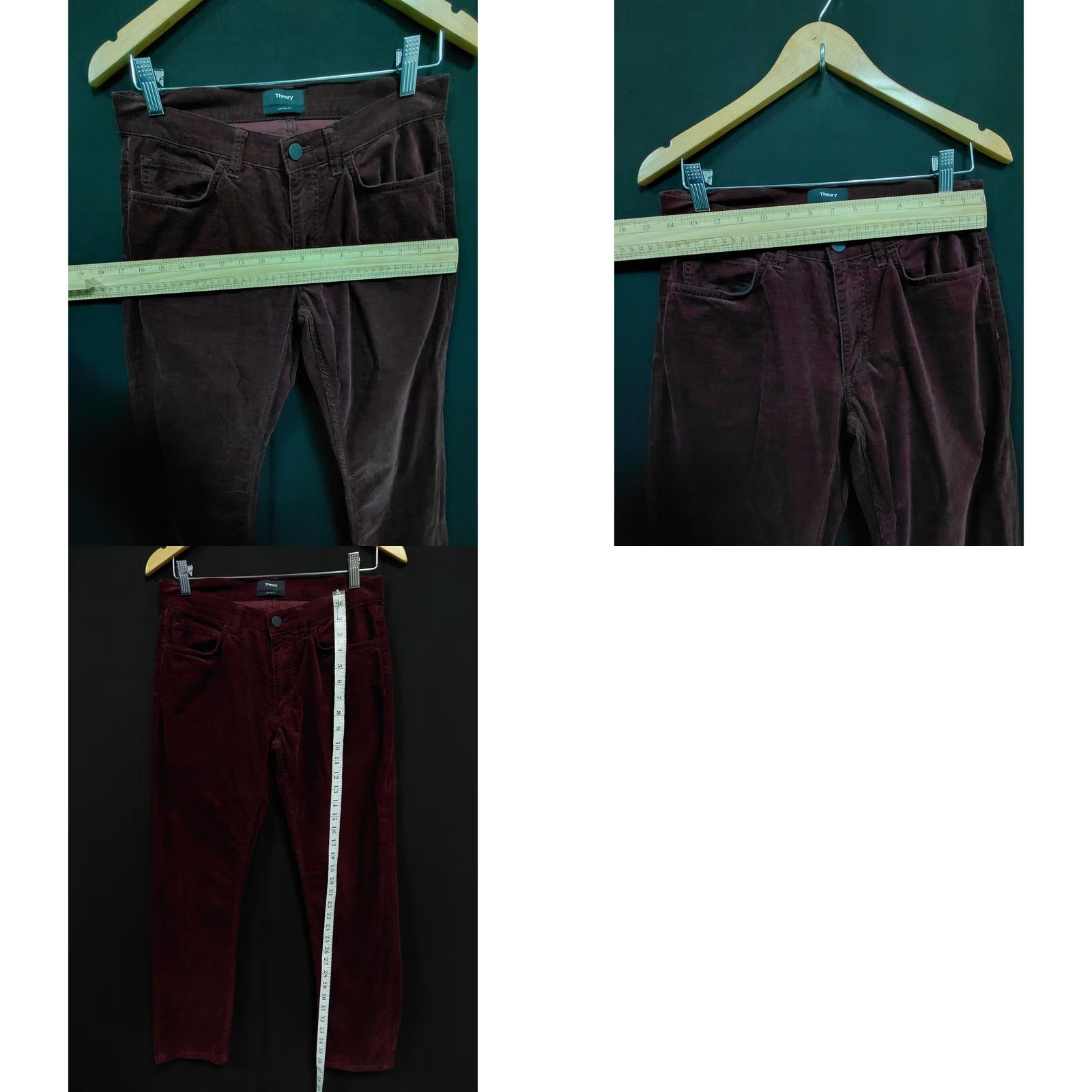 Theory Theory Raffi Slim Fit Corduroy Pants Burgundy Solid Straight Men 29 Size US 29 - 8 Thumbnail