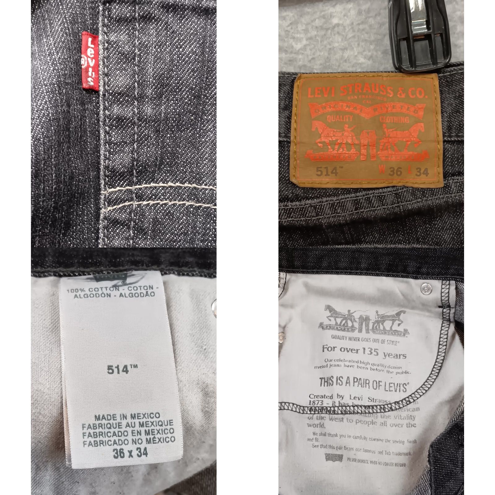 Levi's Levi's 514 Jeans Mens 36x34 Black Straight 5-Pocket Denim Cotton Wash Dark Logo USA Belt Loop GUC Size US 36 / EU 52 - 9 Thumbnail