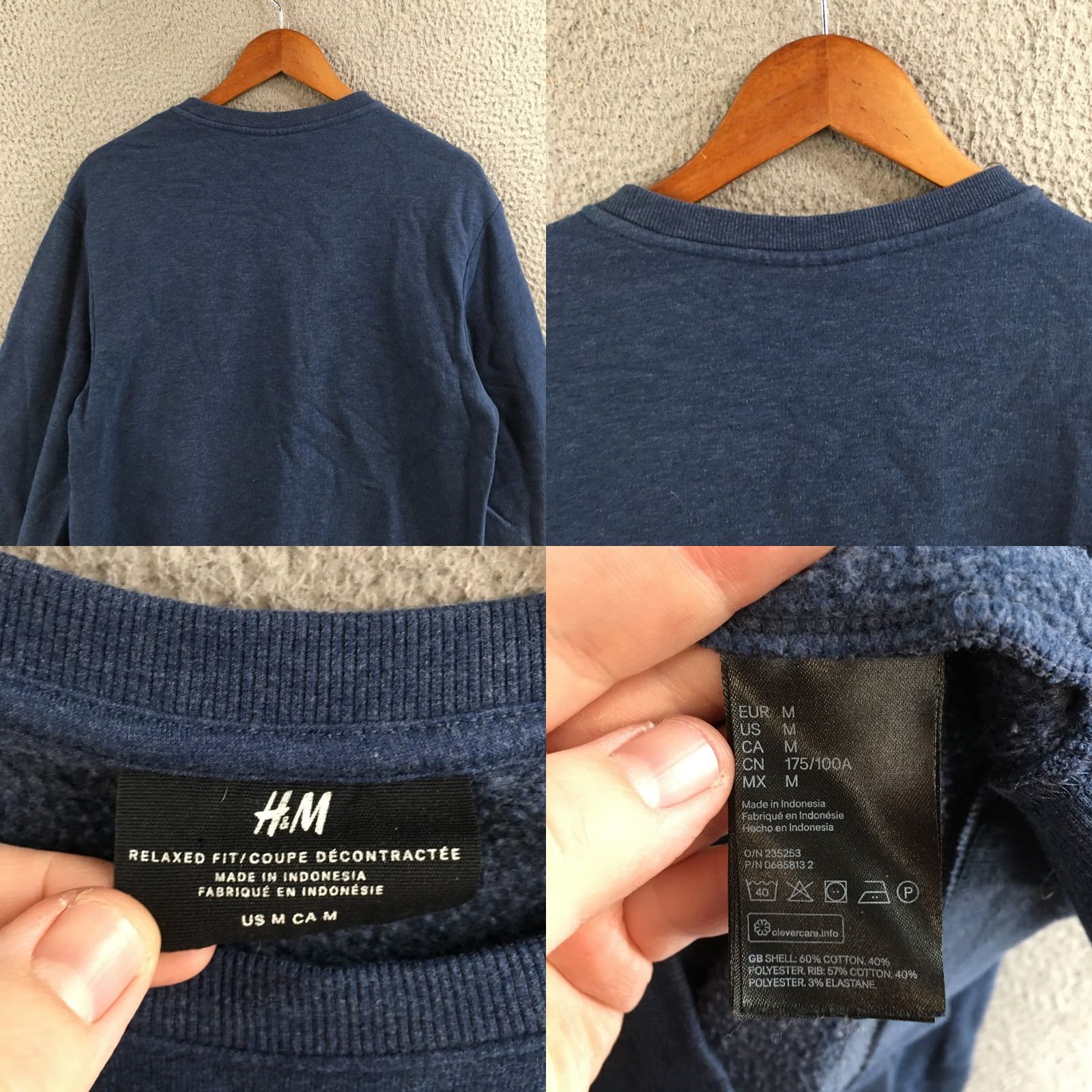 H&M H&M Relaxed Fit Sweatshirt Mens M Blue Long Sleeve Crew Neck Pullover Shirt Size US M / EU 48-50 / 2 - 8 Thumbnail