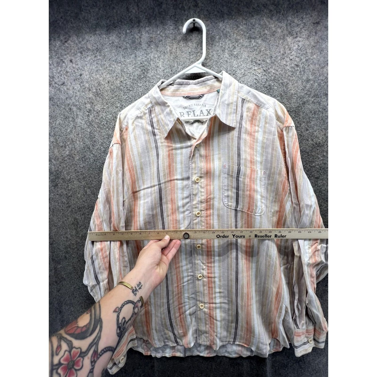 Tommy Bahama Tommy Bahama Shirt Mens XL Multicolor Stripe Long Sleeve Linen Button Front Size US XL / EU 56 / 4 - 5 Thumbnail