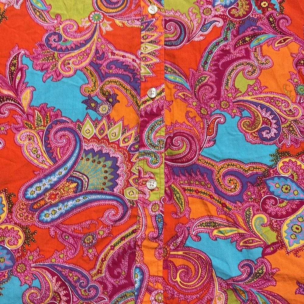 Chaps Chaps Women's 1X paisley bright button up top 3/4 sleeves S Size XXL / US 16-18 / IT 52-54 - 4 Thumbnail