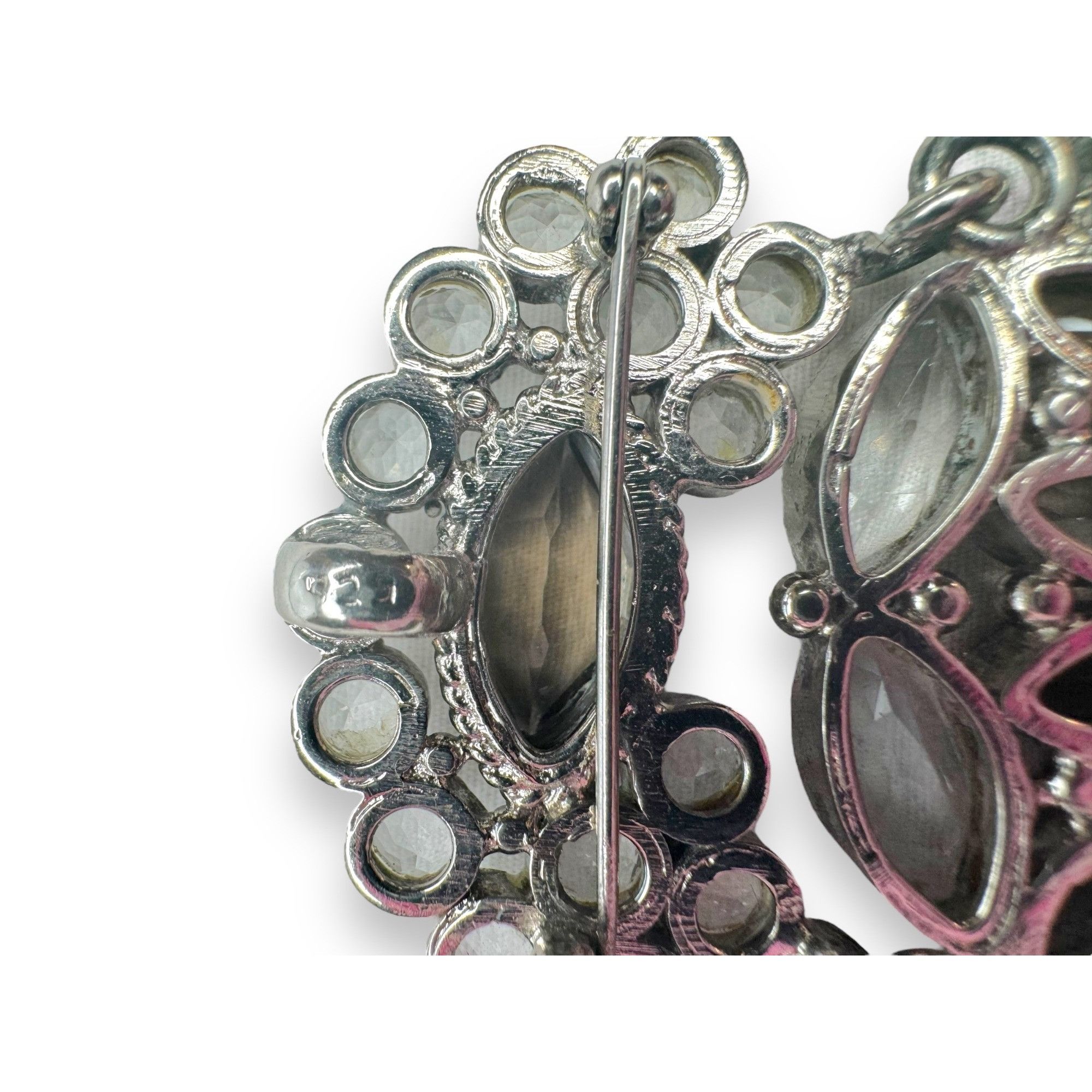 Other Vintage Sterling Silver Smoky Quartz & Crystal Brooch Pin Pe Size ONE SIZE - 3 Thumbnail
