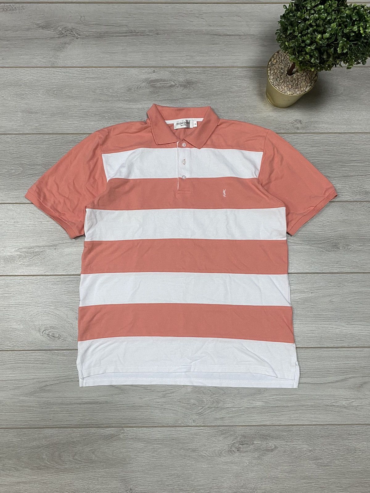 Yves Saint Laurent Yves Saint Laurent vintage striped small logo YSL polo Size US XL / EU 56 / 4 - 1 Thumbnail