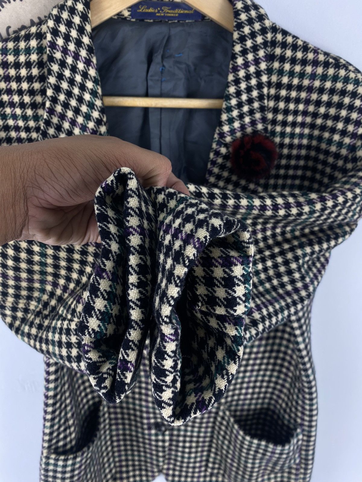 Japanese Brand Vintage 90’s Houndstooth Jacket by Ladies’ Traditional Size XS / US 0-2 / IT 36-38 - 8 Thumbnail