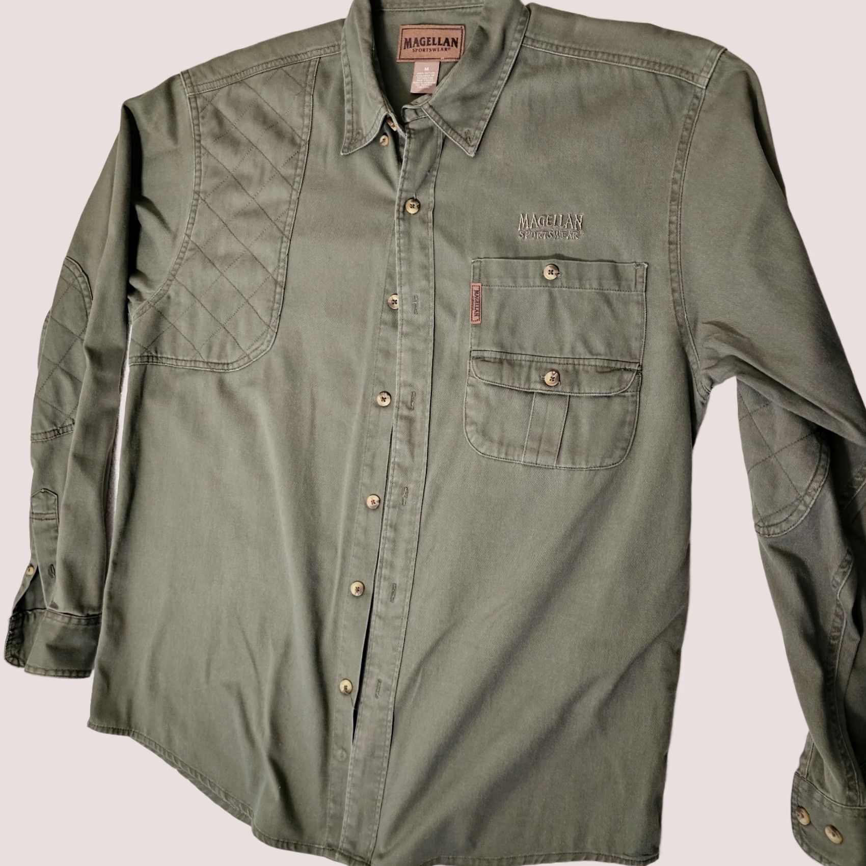 Vintage Magellan Button-Down Shirt Work Heavyweight Long Sleeve Quilted Acc Green Cotton Mens M Size US M / EU 48-50 / 2 - 1 Thumbnail