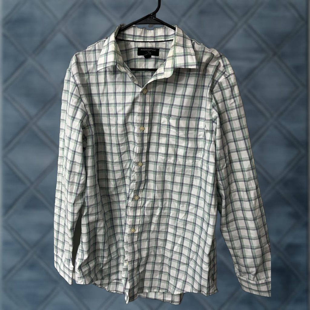Banana Republic Banana Republic Shirt Plaid Button-Up Long Sleeve Multicolor Cotton Non-Iron Adult Large Mens Size US L / EU 52-54 / 3 - 1 Thumbnail