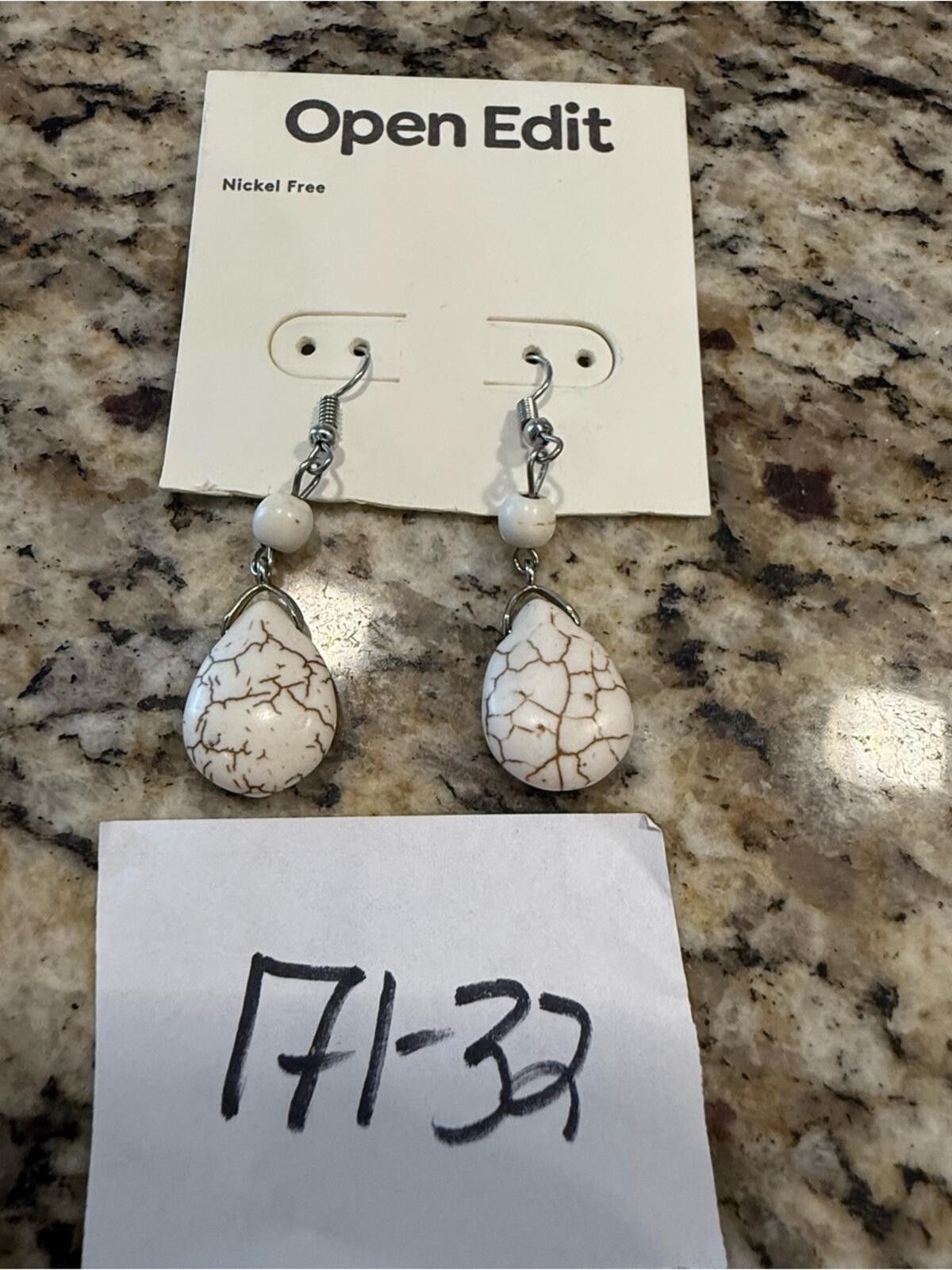 Other Open Edit teardrop dangle earrings cream brown marbled Size ONE SIZE - 5 Thumbnail