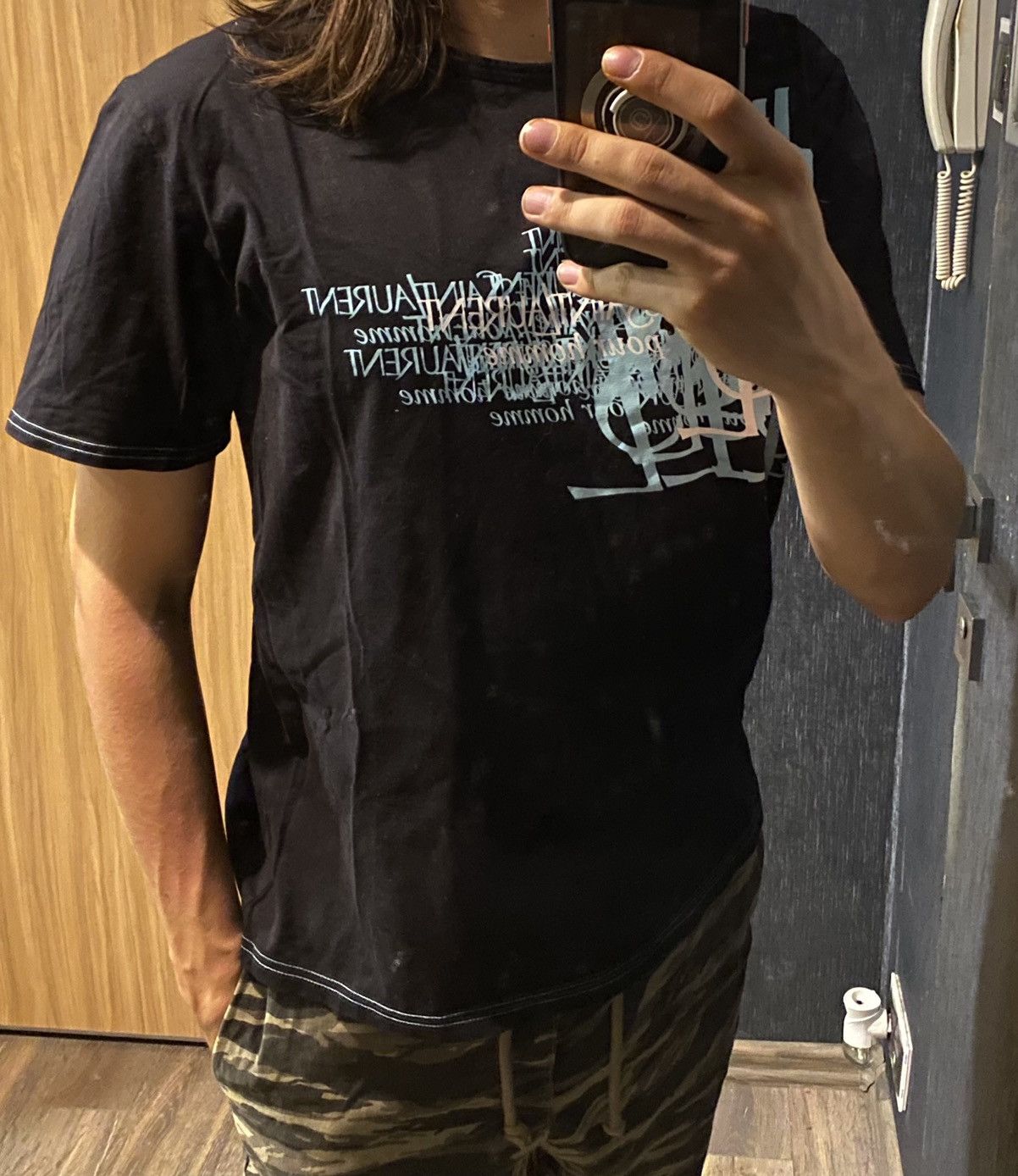 Yves Saint Laurent Black YSL T-shirt Big Logo Size US M / EU 48-50 / 2 - 11 Thumbnail