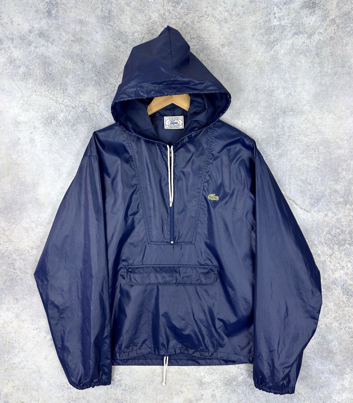 Lacoste Vintage 1980s Lacoste Izod Windbreaker Anorak Jacket Navy Size US M / EU 48-50 / 2 - 1 Thumbnail