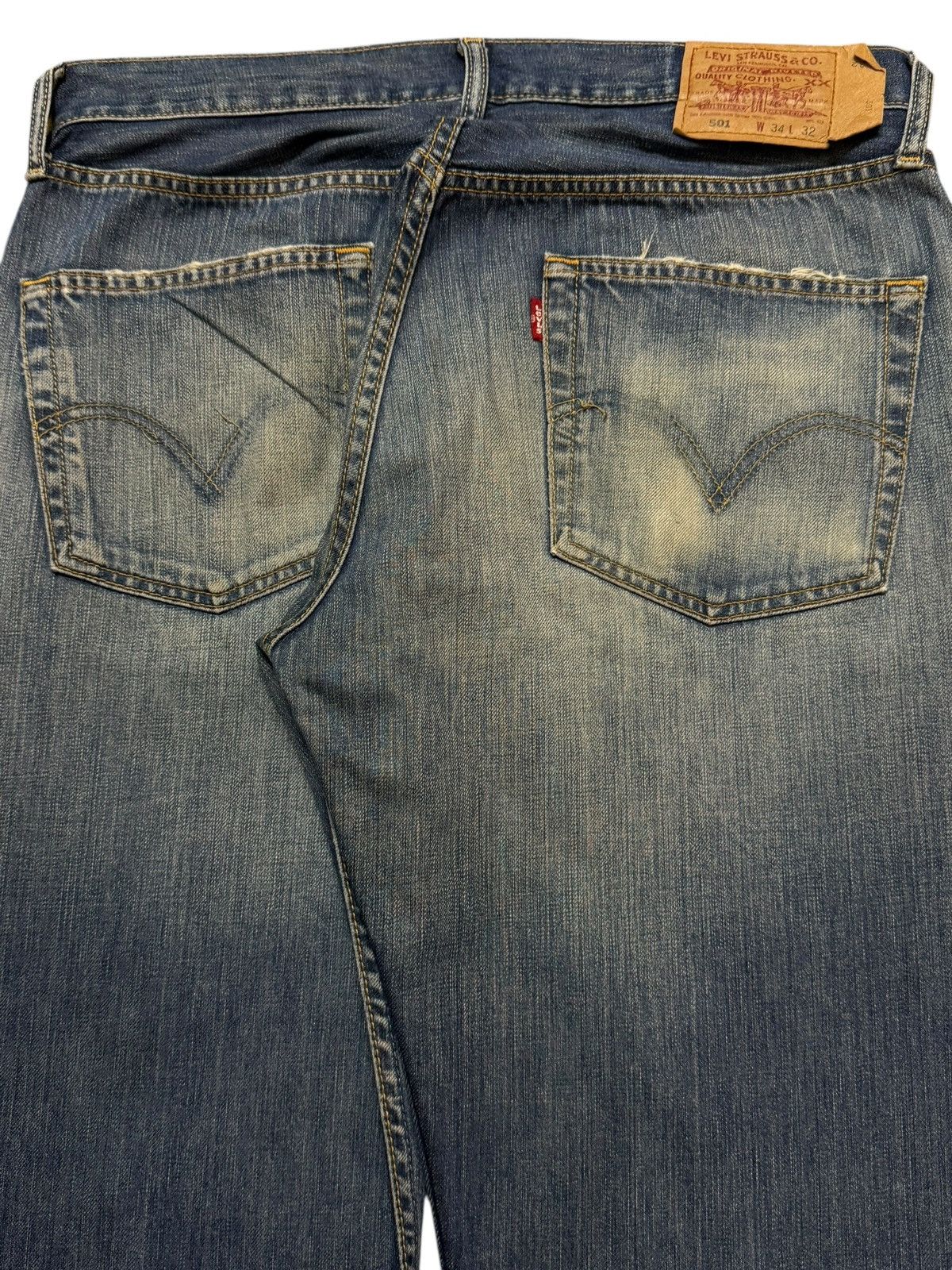 Levi's Vintage 90s Levis 501 Mud Wash Distressed Wide Leg Loose Size US 34 / EU 50 - 4 Thumbnail