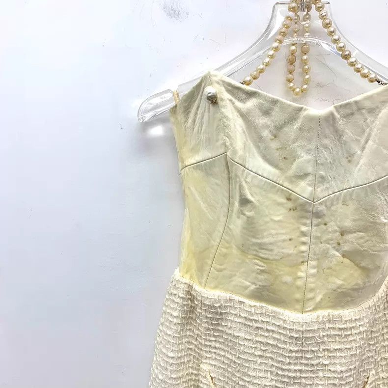 Chanel Chanel Light yellow neck pearl cotton chest dress Size XS / US 0-2 / IT 36-38 - 3 Thumbnail