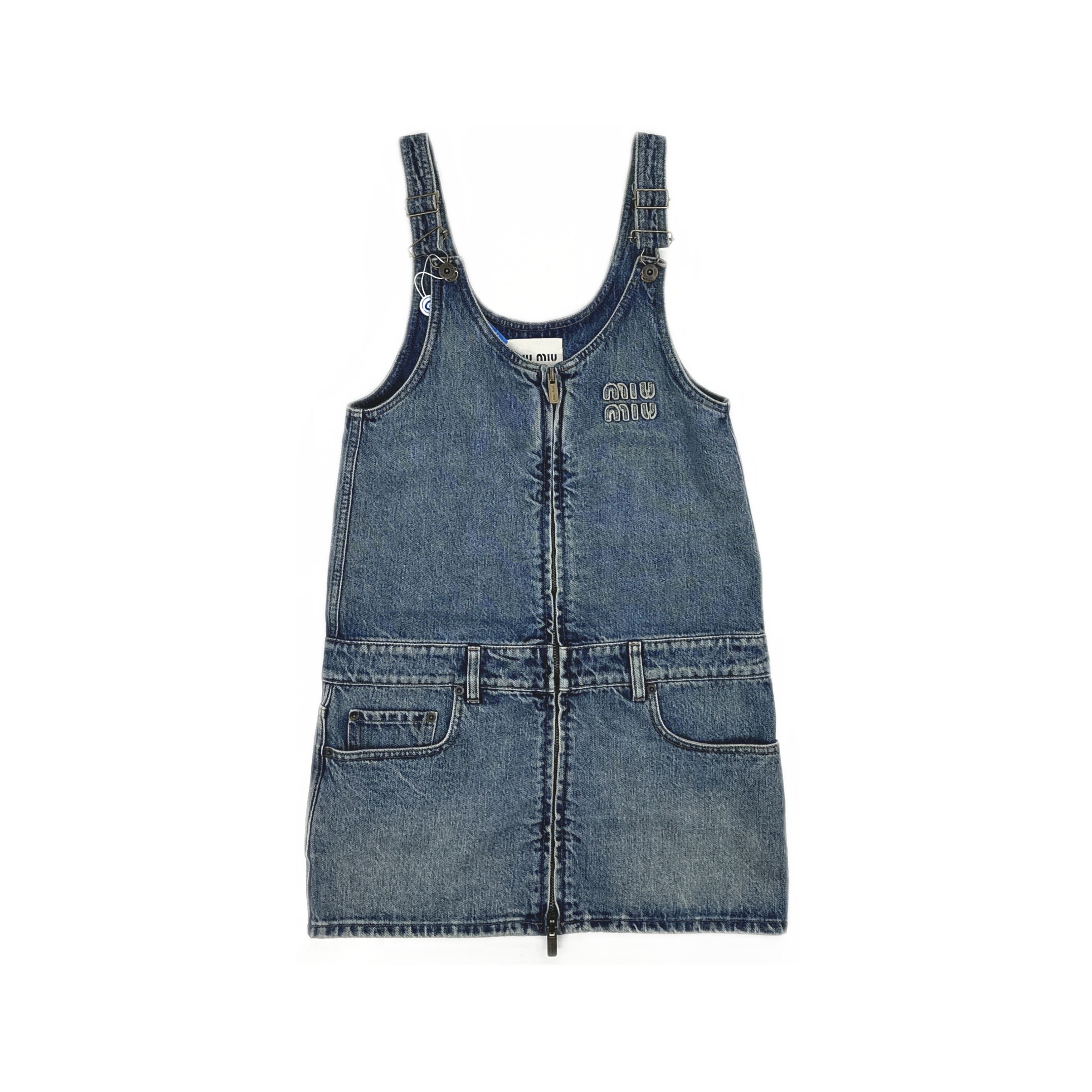 Miu Miu Miu Miu Denim Zip-Up Sleeveless Mini Dress Size 38 Size XS / US 0-2 / IT 36-38 - 1 Thumbnail
