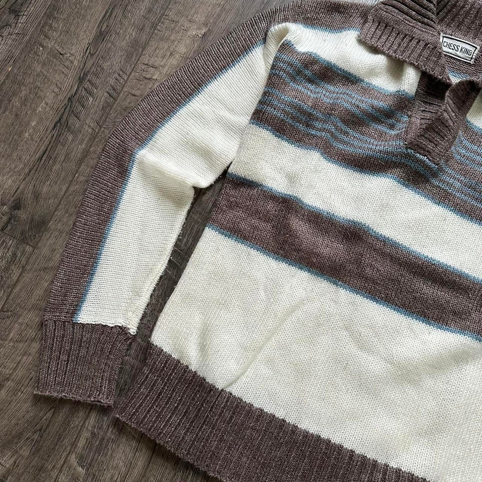 Vintage Vintage 70s Striped Collar Knit Sweater Longsleeve Pullover Size US M / EU 48-50 / 2 - 5 Thumbnail