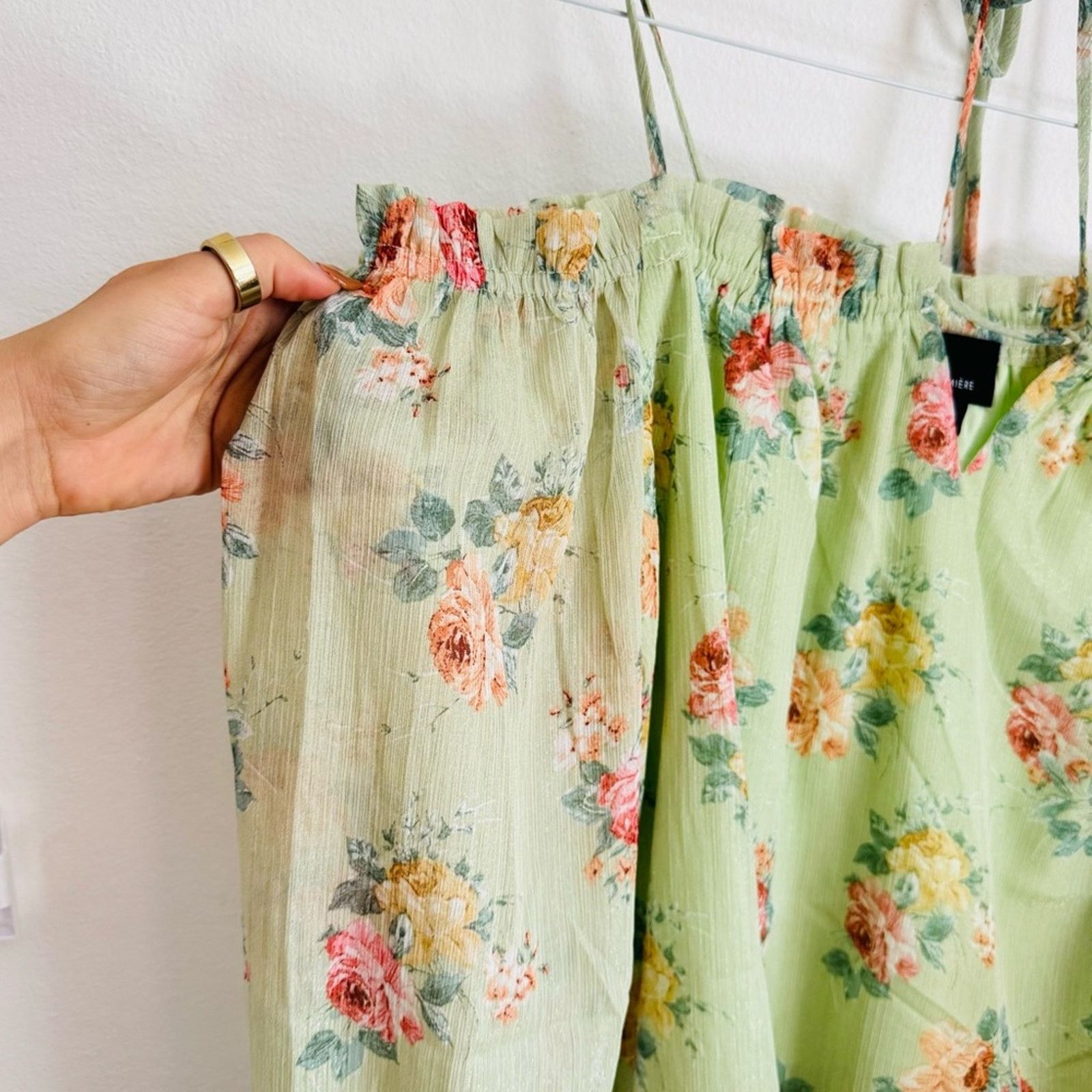 Anthropologie NEW ANTHROPOLOGIE Mint Green Floral Tank Blouse Shirt Top M Size M / US 6-8 / IT 42-44 - 7 Thumbnail