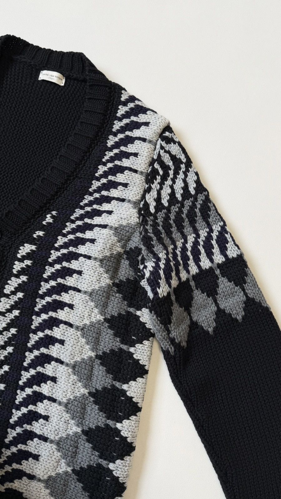 Dries Van Noten ‘Abstract Patterned’ Black Wool Cardigan Size US M / EU 48-50 / 2 - 9 Thumbnail