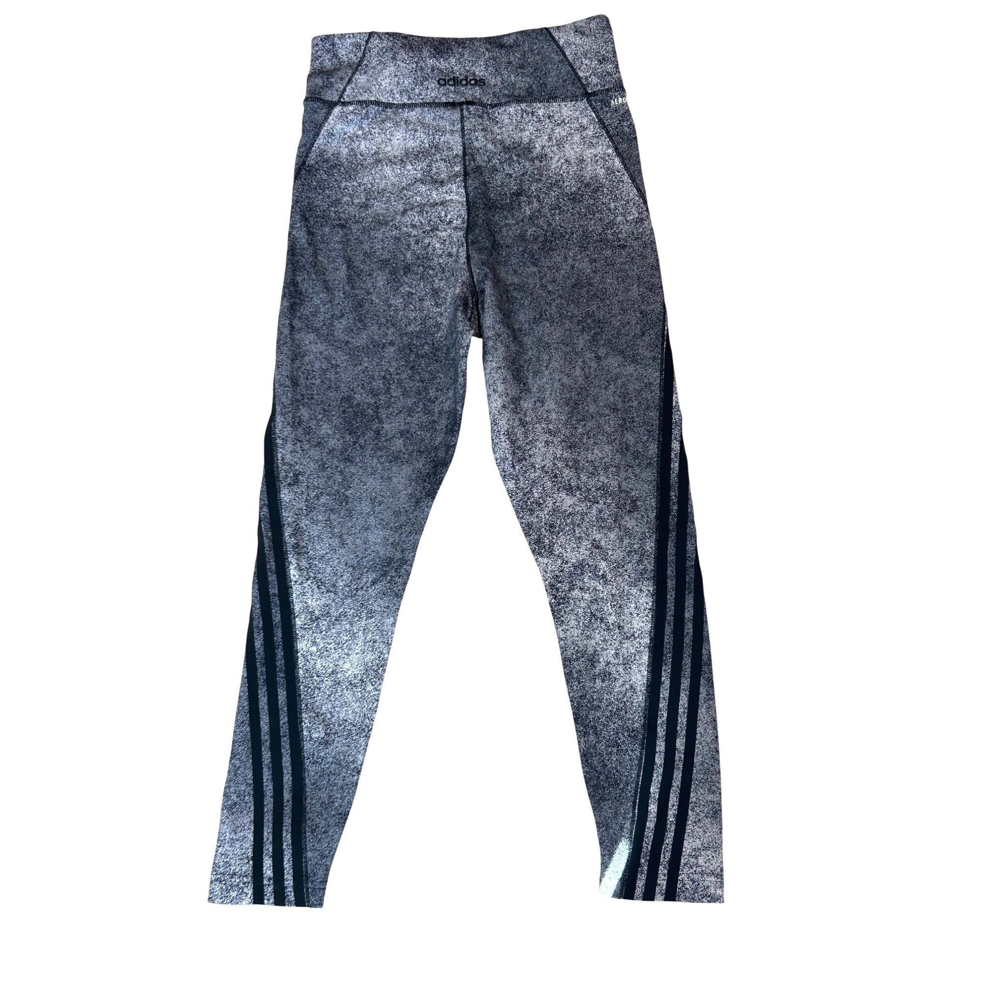 Adidas Adidas Women’s Leggings Grey M Black Triple Stripes Ankle Lo Size 28" / US 6 / IT 42 - 2 Thumbnail