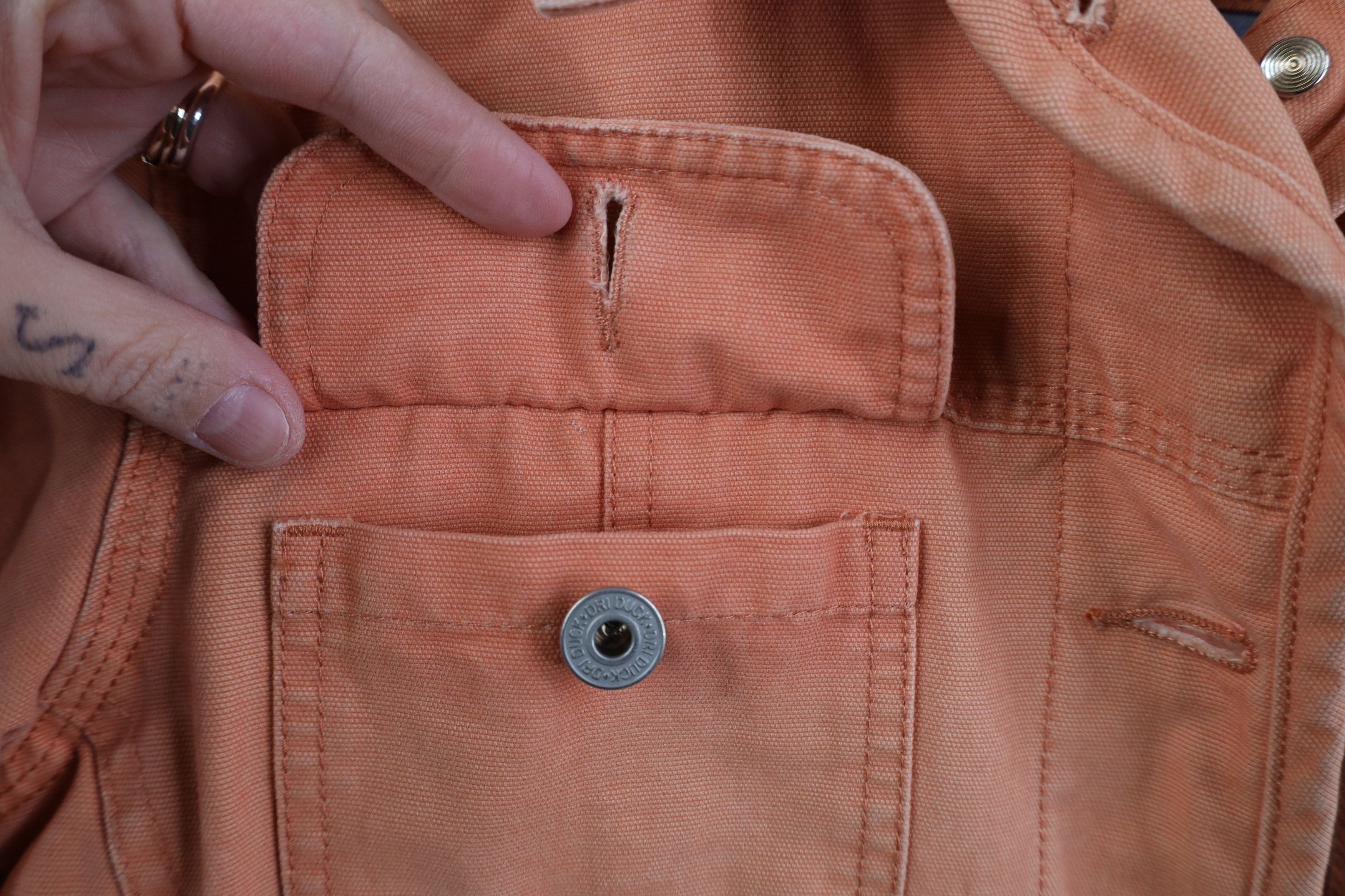 Vintage Vintage Y2K Streetwear Canvas Trucker Jacket Salmon Pink Size L / US 10 / IT 46 - 10 Thumbnail
