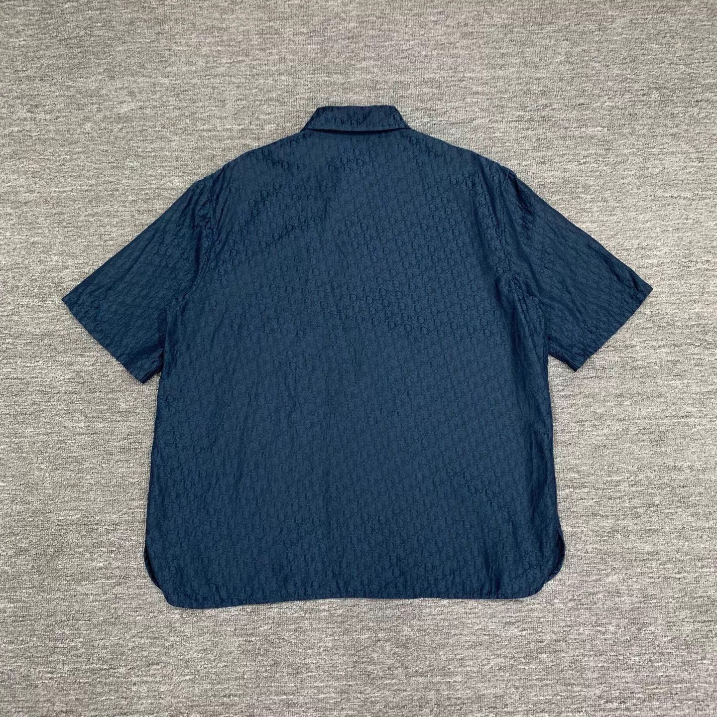 Dior Dior Navy Blue Monogram Silk Short Sleeve Shirt 40 Size US M / EU 48-50 / 2 - 2 Thumbnail