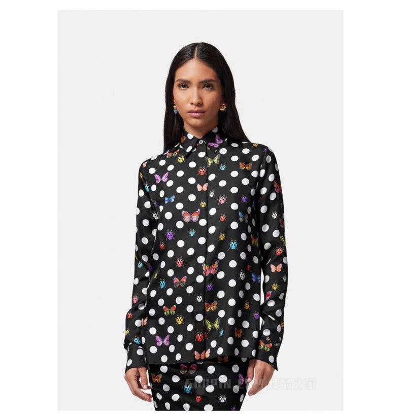 Versace Versace Casual fashion lapel butterfly-embellished silk sh Size S / US 4 / IT 40 - 3 Thumbnail