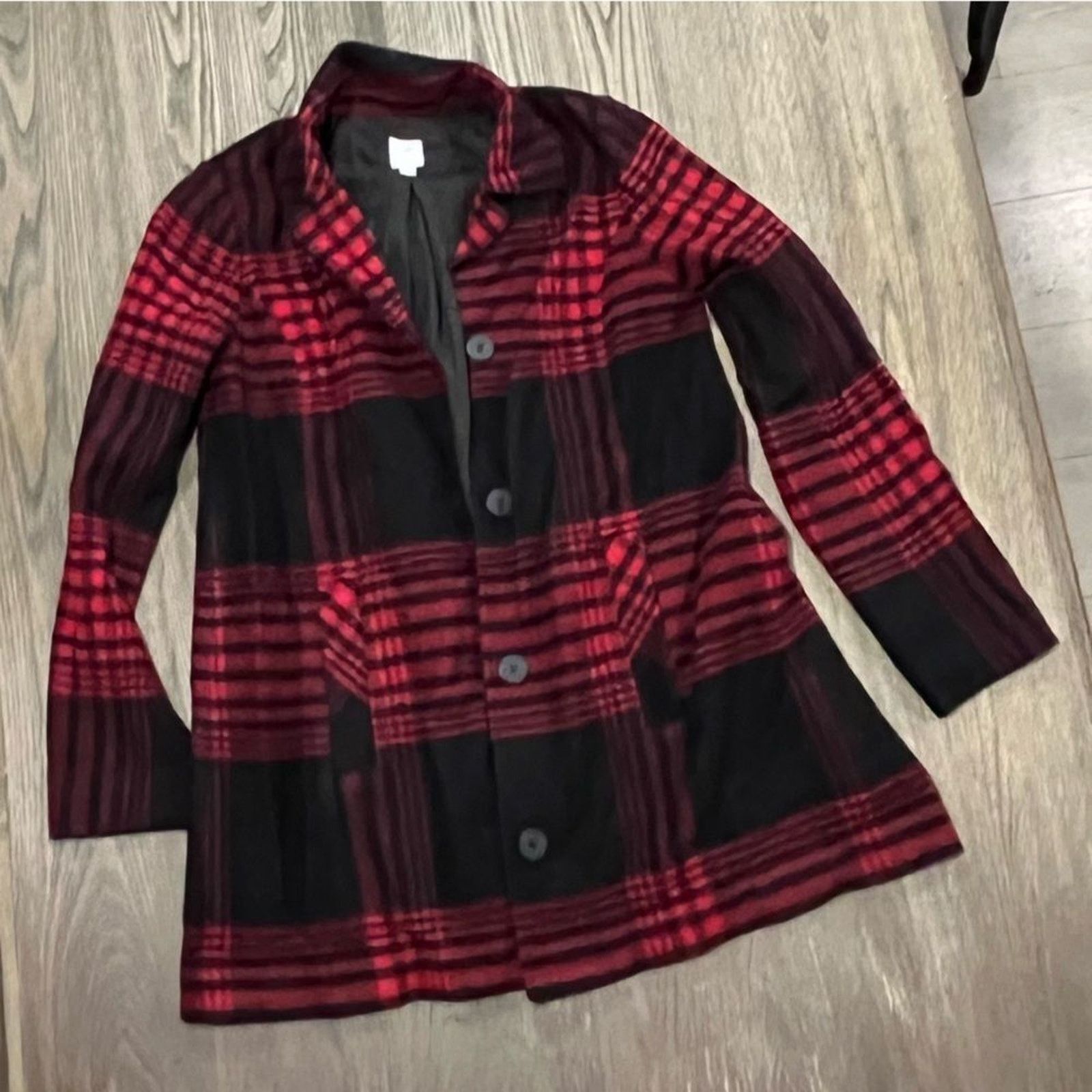 Vintage J. Jill Womens Peacoat Jacket Plaid Button Front Wool Sz XS Size XS / US 0-2 / IT 36-38 - 1 Thumbnail
