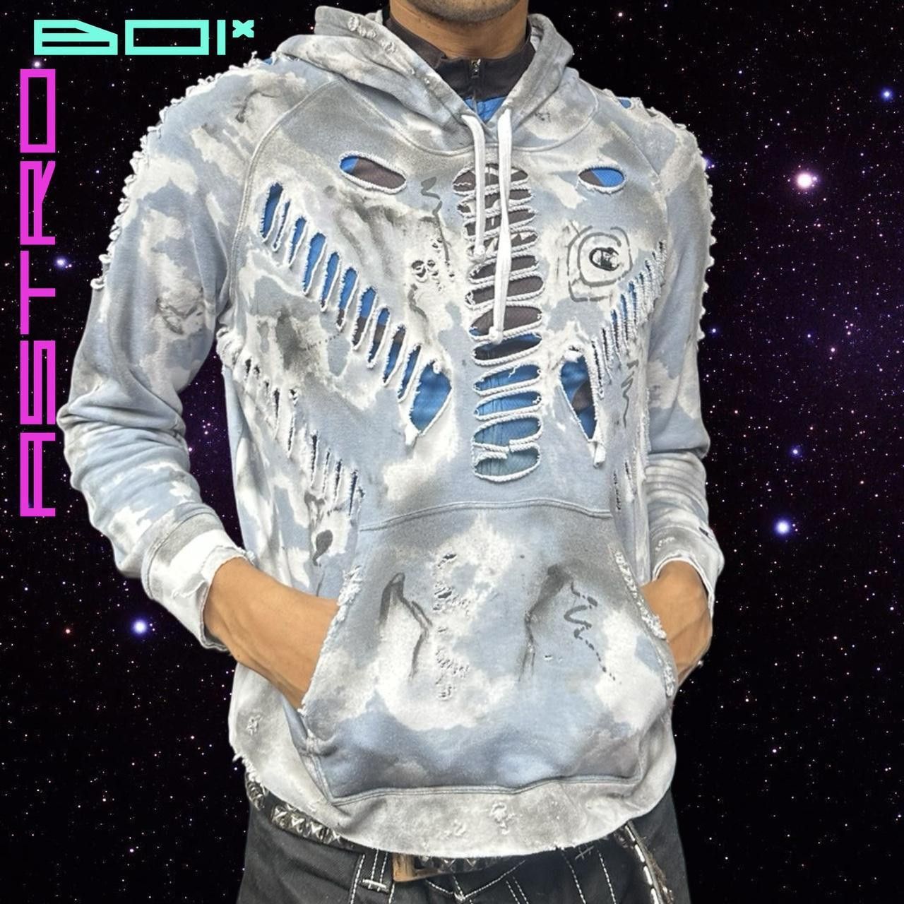 Champion Champion 'Sky' Powder Blue/White Tie Dye Hoodie - XL Size XL / US 12-14 / IT 48-50 - 2 Thumbnail