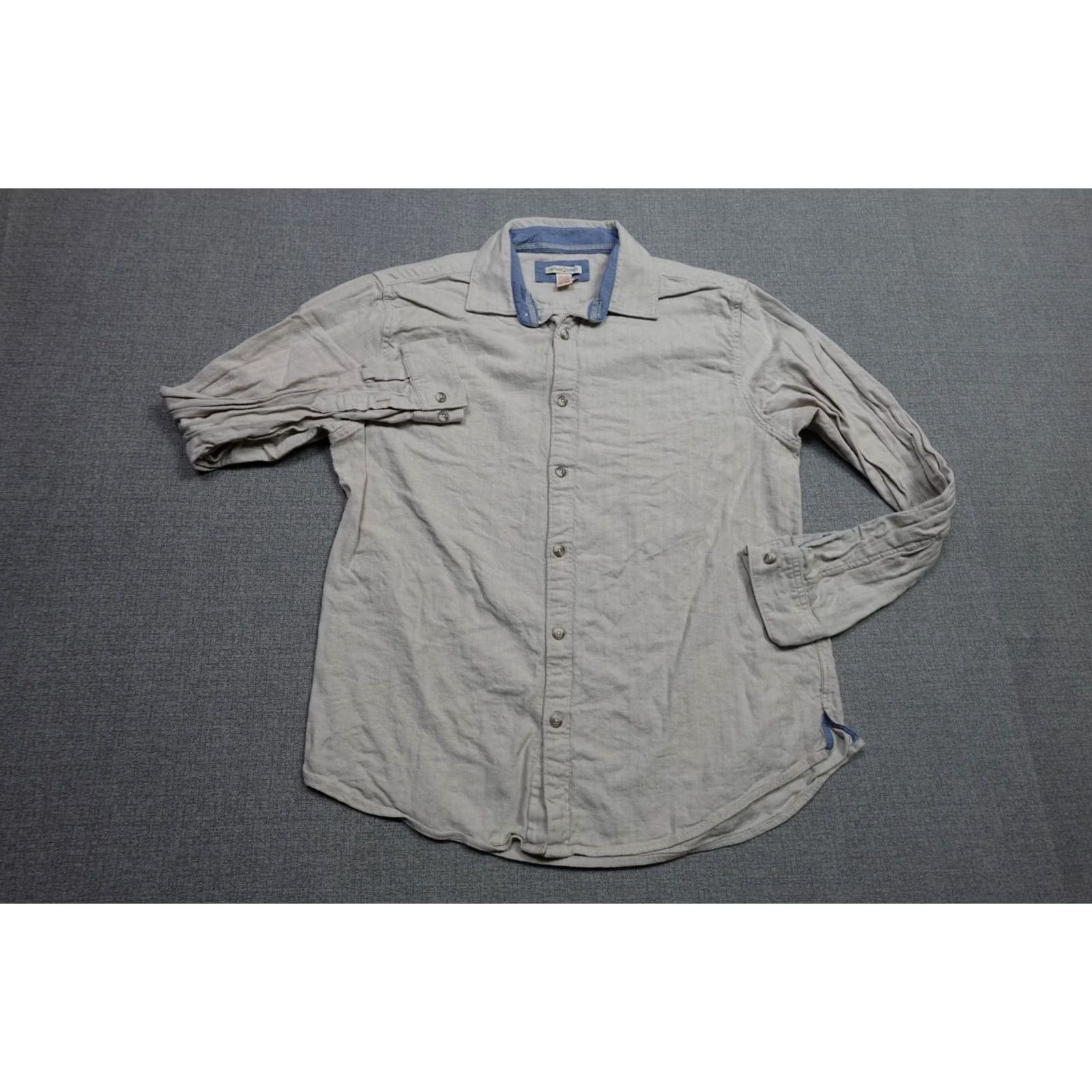 Carbon2Cobalt Carbon2Cobalt Shirt Mens Medium Beige Solid Long Sleeve Button Up Linen Cotton Size US M / EU 48-50 / 2 - 3 Thumbnail
