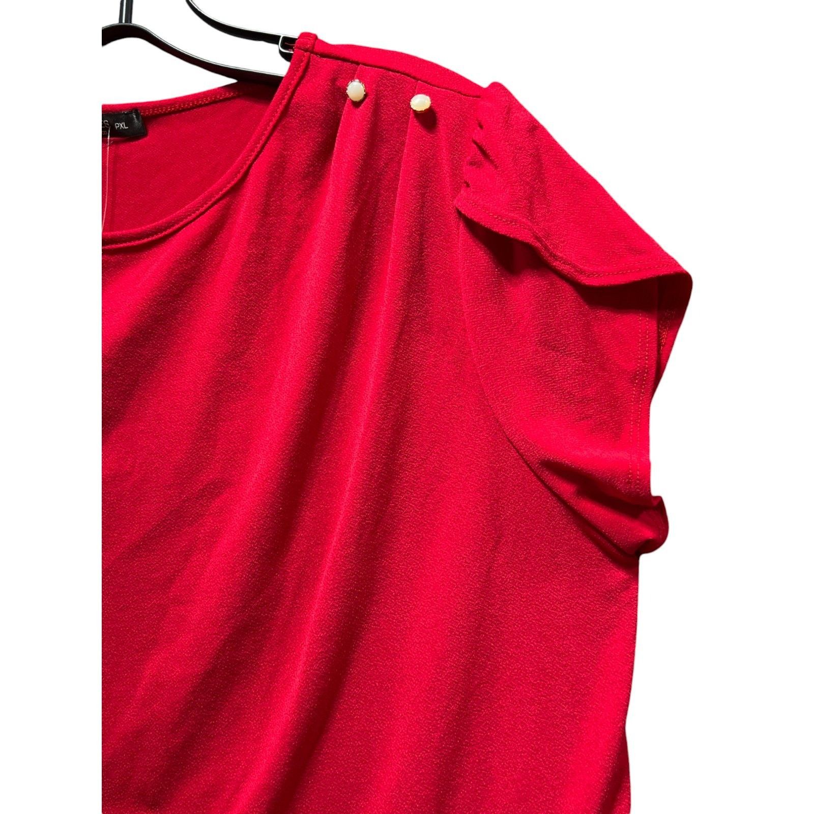 Other AVA James - Women's Short Sleeve Blouse - Red - PXL Size ONE SIZE - 11 Thumbnail
