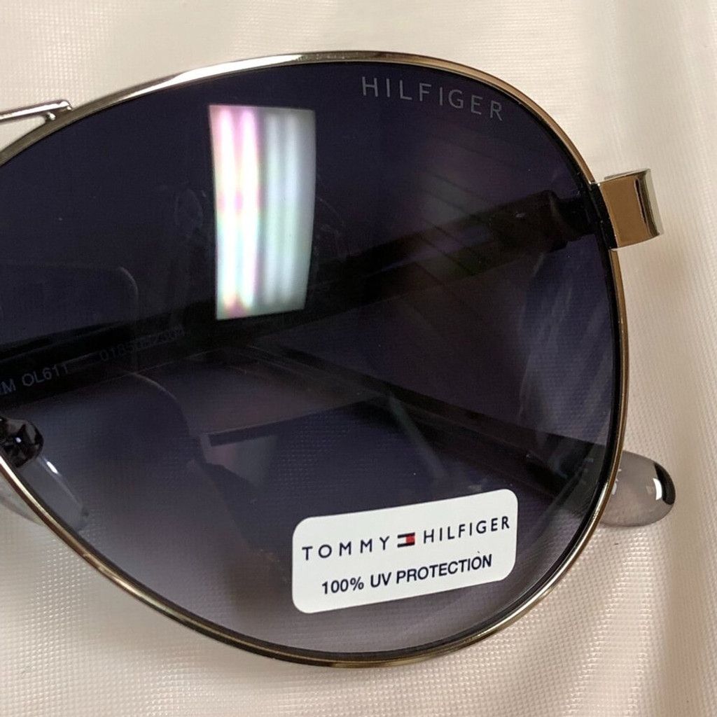 Tommy Hilfiger Tommy Hilfiger Silver & Black Patterned Aviator Sunglasses Size ONE SIZE - 5 Thumbnail