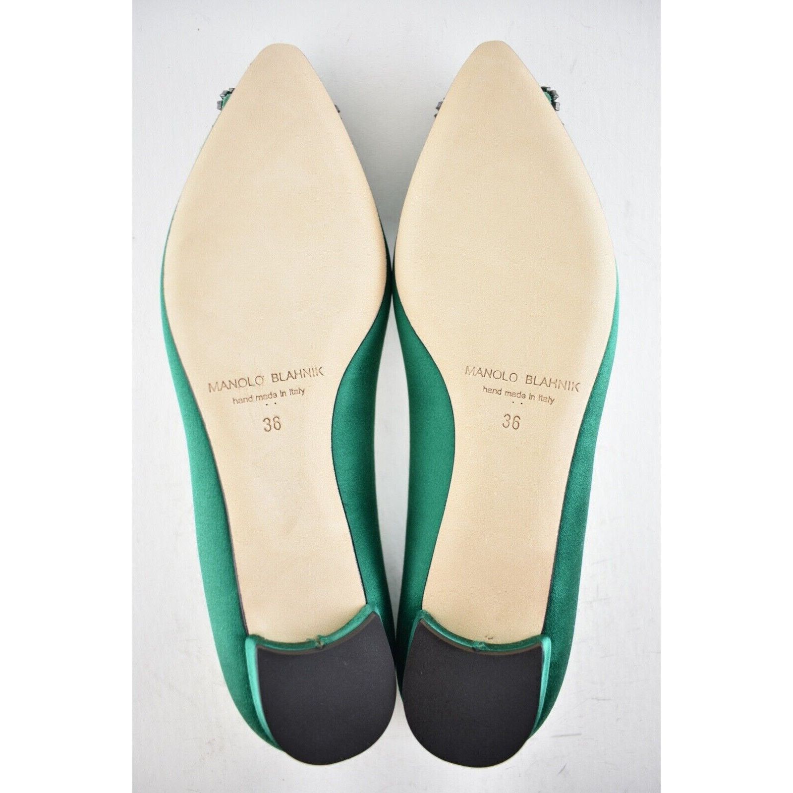 Manolo Blahnik Hangisi Emerald Satin Jewel Buckle Ballerina Ballet Flat 36 Size US 6 / IT 36 - 12 Thumbnail